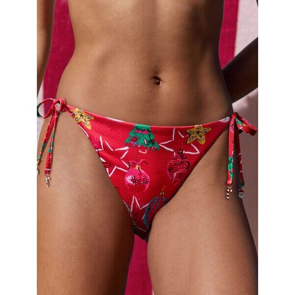 Next Red Pique Christmas - Dół bikini z wiązaniem po bokach G49-255
