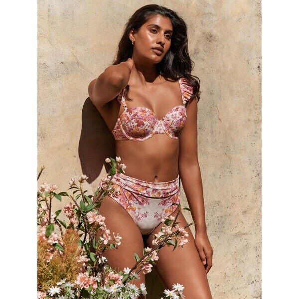 Góra bikini Laura Ashley o kroju balkonetki z falbanką AW1-132