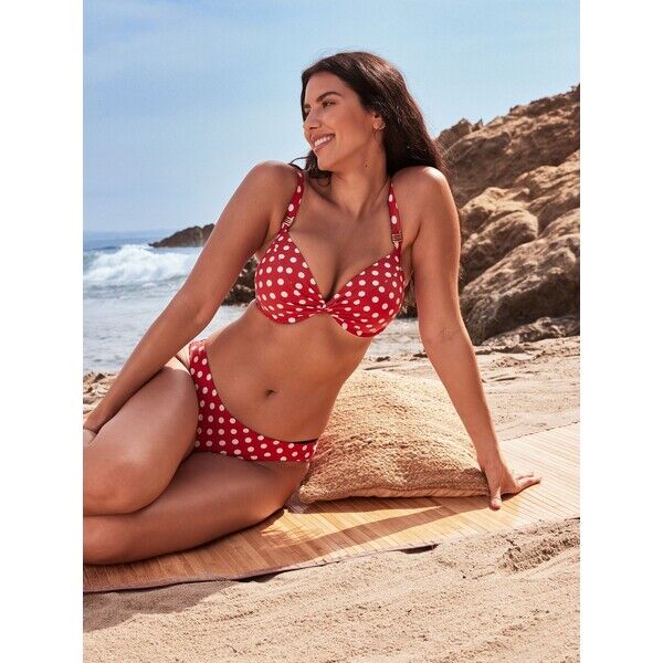 Next Terracotta w kropki - Modelująca usztywniana góra bikini z fiszbiną U80-656