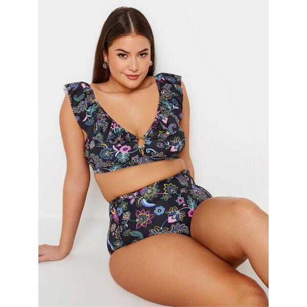 Góra bikini Yours Curve z nadrukiem paisley i falbaną B74-010