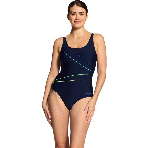 Zoggs Blue Adjustable Scoopback with Tummy Control, Foam Cup Support &amp; Adjustable Straps H95-169