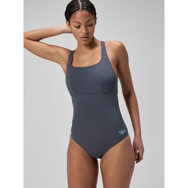 Szary - Speedo Womens Flex Band Swimsuit with Built in Swim Bra G04-711