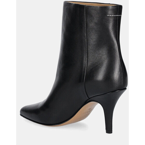 MM6 Maison Margiela botki skórzane  damskie kolor czarny na szpilce S59WU0261.P6783.T8013