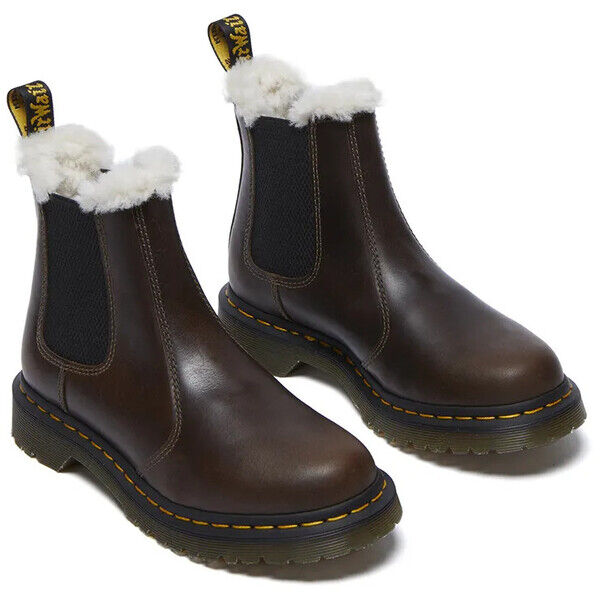 Dr. Martens sztyblety 2976 Leonore  damskie kolor brązowy na płaskim obcasie ocieplone DM32016777