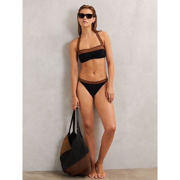 Góra bikini Reiss Nala z dekoltem bandeau i kontrastowym wykończeniem W64-008