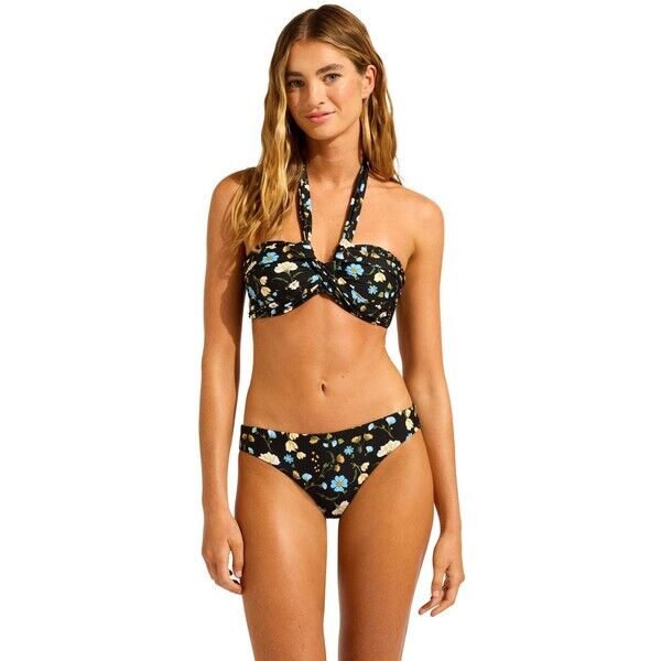 Seafolly Modern Romance Halter Bandeau Black Bikini Top W86-138