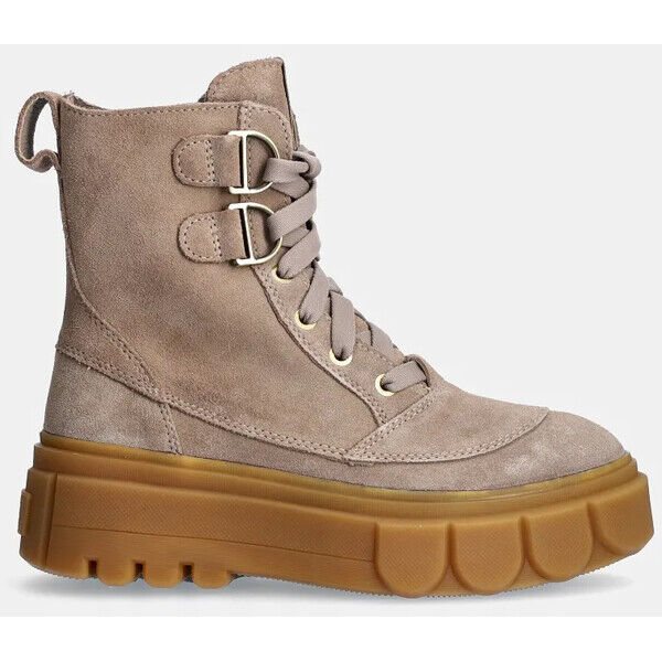 Sorel workery zamszowe CARIBOU X BOOT LACE WP  damskie kolor beżowy na platformie 2048431265