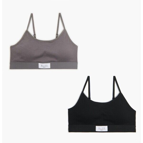 Cropp 2 pack prążkowanych staników z naszywką 522IF-99X