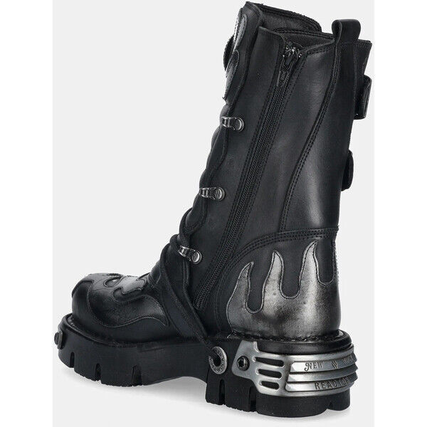 New Rock botki skórzane  damskie kolor czarny na platformie M.107.S2