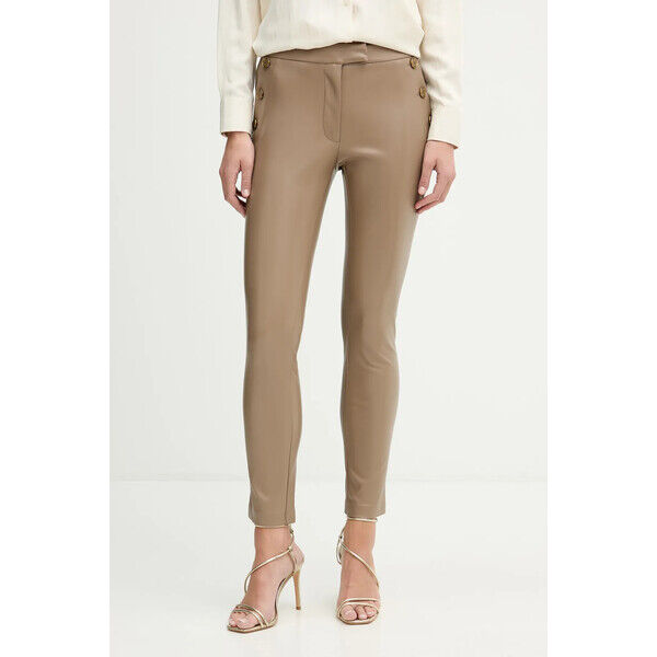marciano by guess Marciano Guess spodnie FERGIE  damskie kolor beżowy dopasowane high waist 5YGB16 7363A 5YGB16.7363A