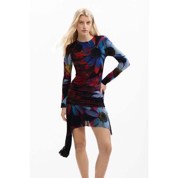 Desigual Asymetryczna sukienka we wzory 26SWVKX92000
