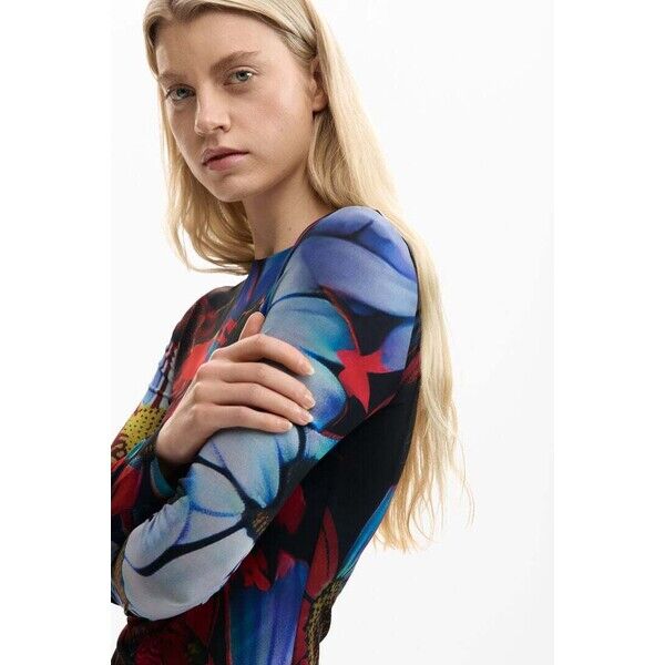 Desigual Asymetryczna sukienka we wzory 26SWVKX92000