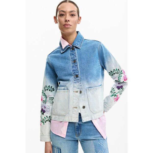 Desigual kurtka dżinsowa w kwiaty 26SWED165053