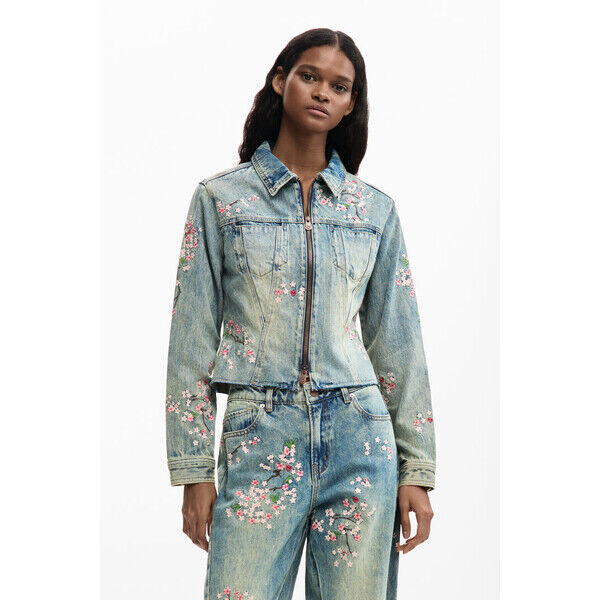 Desigual Haftowana kurtka dżinsowa 26SWEDX45058