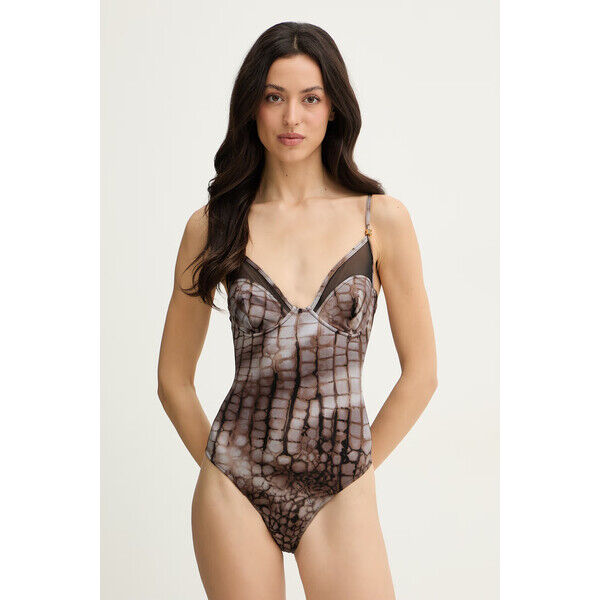 Elisabetta Franchi strój kąpielowy jednoczęściowy damski  brązowy CS10M61E2