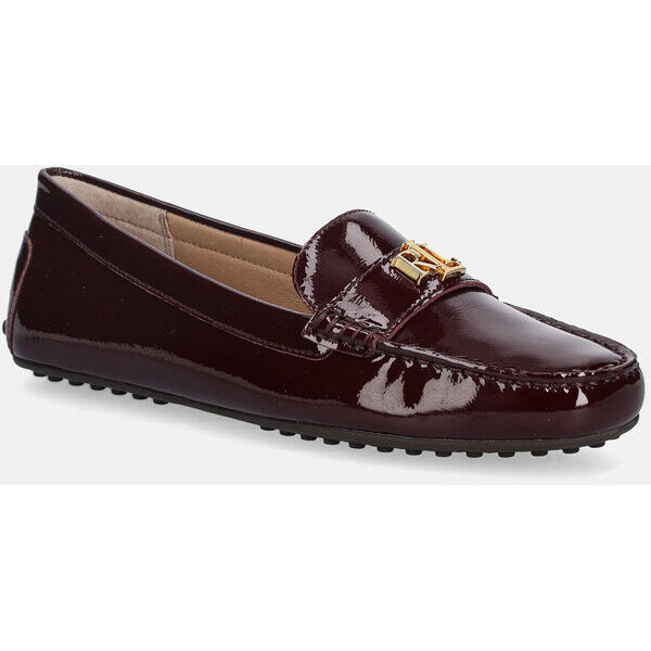 Lauren Ralph Lauren mokasyny skórzane Barnsbury  damskie kolor bordowy na płaskim obcasie 802P04390002 802P04390002.600