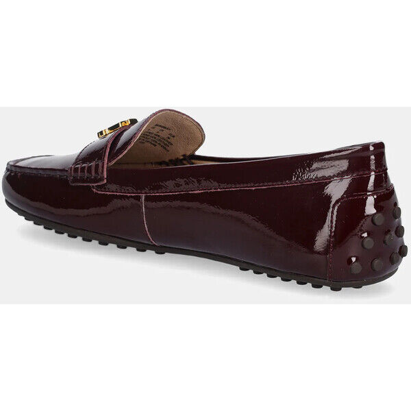 Lauren Ralph Lauren mokasyny skórzane Barnsbury  damskie kolor bordowy na płaskim obcasie 802P04390002 802P04390002.600