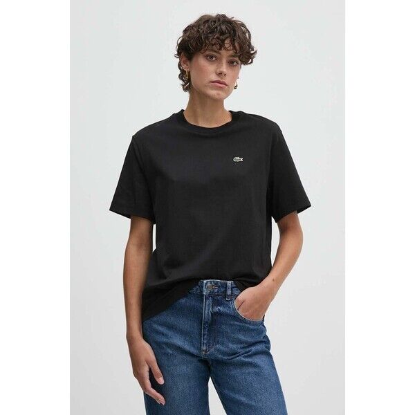 Lacoste T-shirt damski bawełniany  czarny TF7215