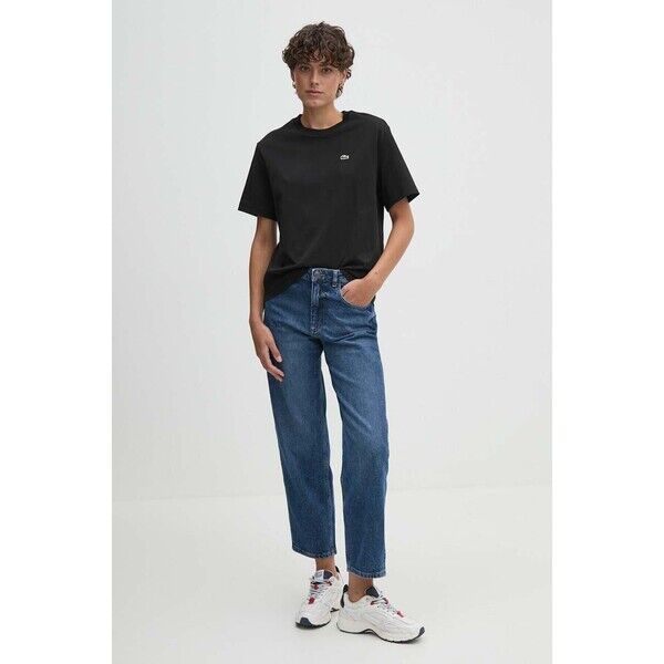 Lacoste T-shirt damski bawełniany  czarny TF7215