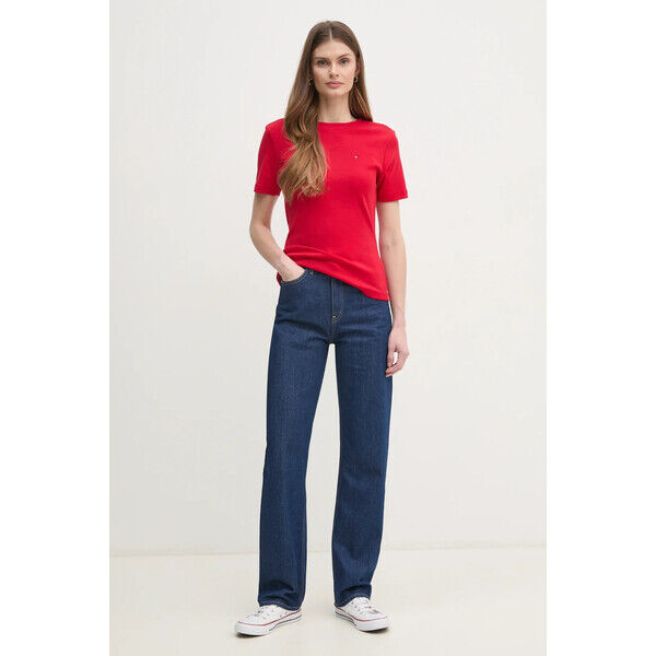 Tommy Hilfiger T-shirt damski bawełniany  czerwony WW0WW40587