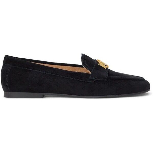 Lauren Ralph Lauren mokasyny zamszowe Averi III  damskie kolor czarny na płaskim obcasie 802946809005 802946809005.001