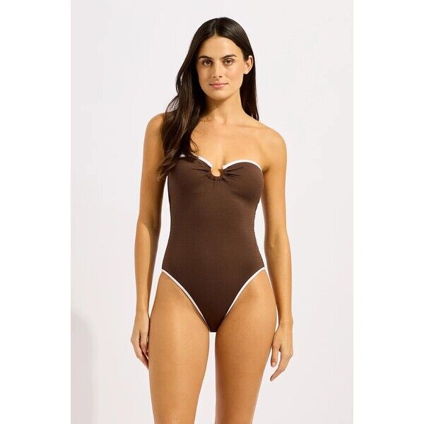 Seafolly strój kąpielowy jednoczęściowy damski Ring Front  brązowy 11124-072 11124.072