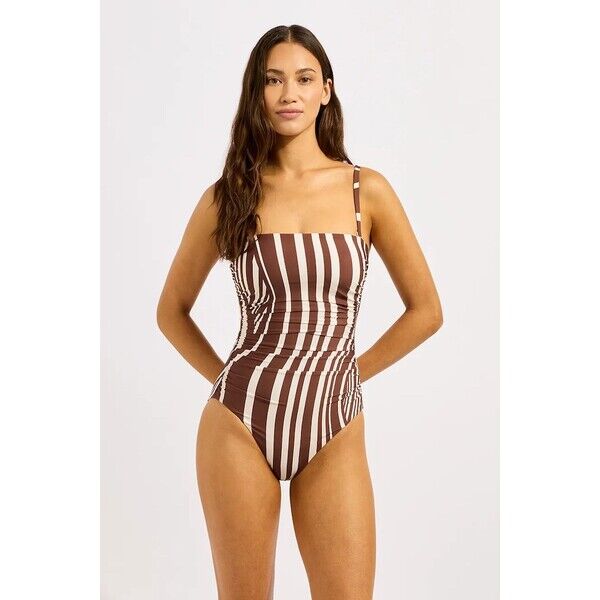 Seafolly strój kąpielowy jednoczęściowy damski DD Bandeau  brązowy 11177DD270