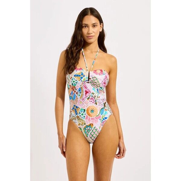 Seafolly strój kąpielowy jednoczęściowy damski DD "U" Tube  multicolor 11179DD300