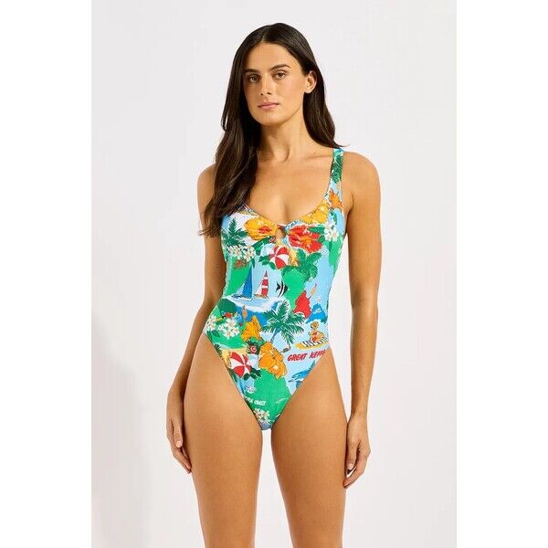 Seafolly strój kąpielowy jednoczęściowy damski Ring Front  multicolor 11183-302 11183.302