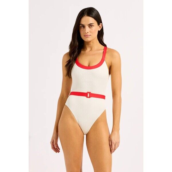 Seafolly strój kąpielowy jednoczęściowy damski Retro  beżowy 11220-305 11220.305