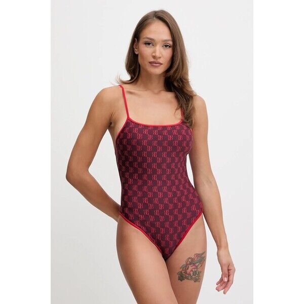 HUGO strój kąpielowy jednoczęściowy damski MONOGRAM SWIMSUIT  czerwony 50555658
