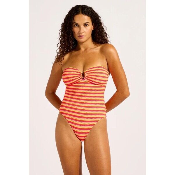 Seafolly strój kąpielowy jednoczęściowy damski Ring Front  pomarańczowy 11180-247 11180.247