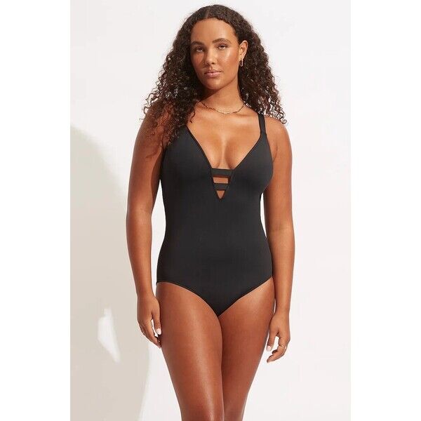 Seafolly strój kąpielowy jednoczęściowy damski Deep V  czarny 10634-942 10634.942
