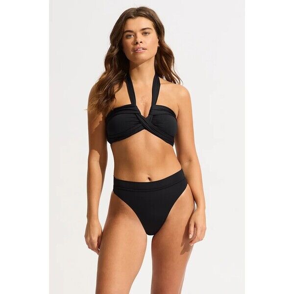 Seafolly biustonosz kąpielowy damski Halter Bandeau  czarny 33816-942 33816.942