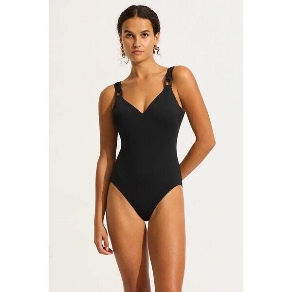 Seafolly strój kąpielowy jednoczęściowy damski DD  czarny 11098DD942