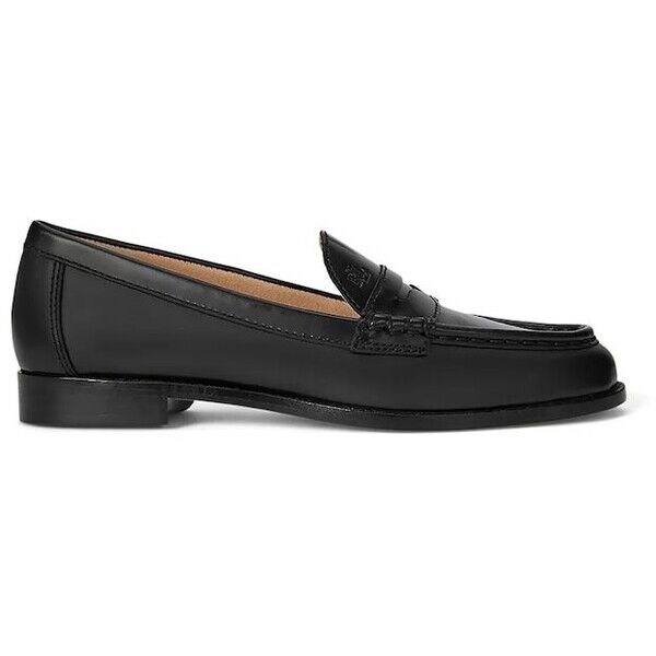 Lauren Ralph Lauren mokasyny skórzane Wynnie  damskie kolor czarny na płaskim obcasie 802P02120002 802P02120002.001