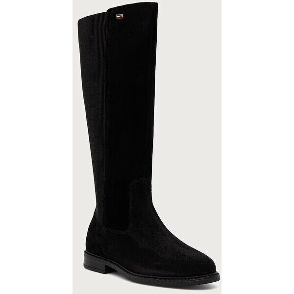 Tommy Hilfiger kozaki damskie zamszowe ENAMEL FLAG SUEDE HIGH CHELSEA  czarne FW0FW09574