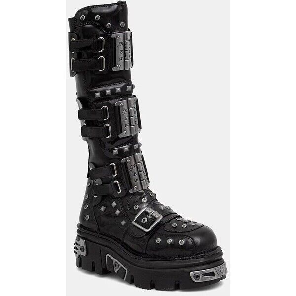 New Rock kozaki damskie skórzane NEGRO CHAROL NEGRO REACTOR E14  czarne M-800-C1 M.800.C1