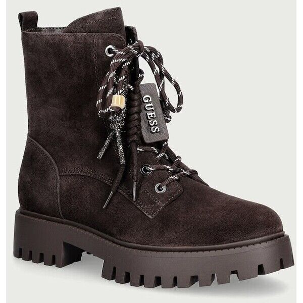 Guess workery na platformie damskie zamszowe FIZZLE  brązowe FLFFIZ SUE10 FLFFIZ.SUE10.BROWN