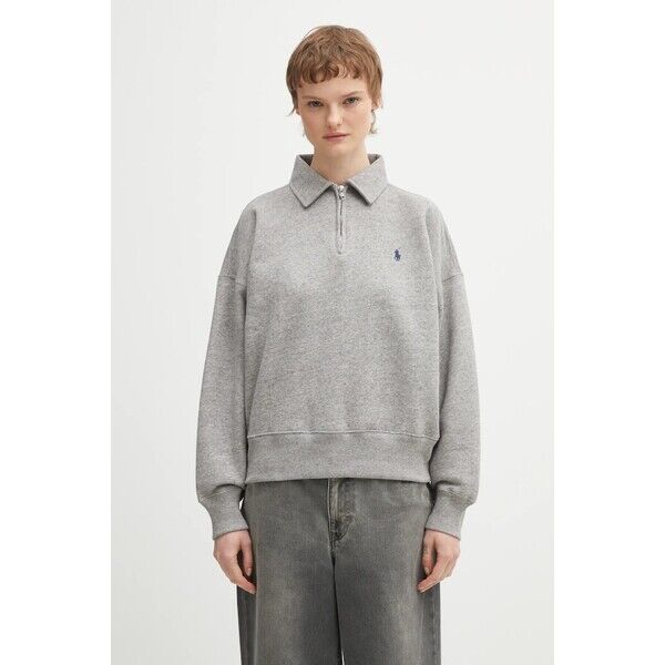 Polo Ralph Lauren bluza ARCTIC FLEECE  damska kolor szary gładka 211B18685004