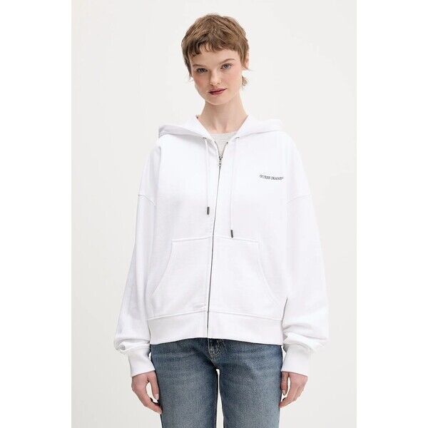 Guess Jeans bluza rozpinana damska bawełniana  biała W6RQ32 K68I4 W6RQ32.K68I4