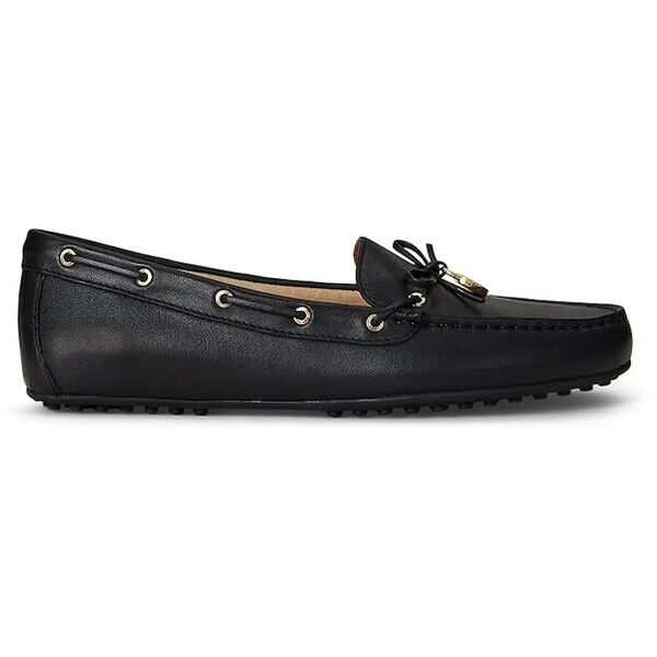 Lauren Ralph Lauren mokasyny skórzane Wylie  damskie kolor czarny na płaskim obcasie 802967751001 802967751001.001