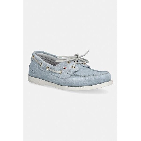 Tommy Hilfiger mokasyny damskie zamszowe HILFIGER SUEDE BOAT SHOE  niebieskie FW0FW09338