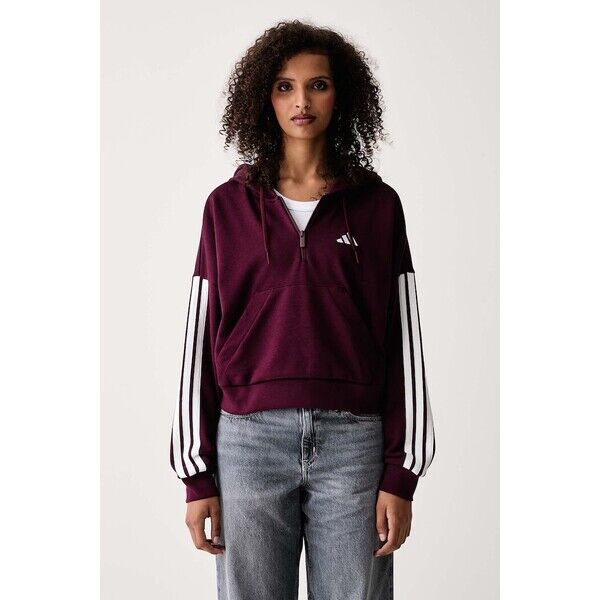 adidas bluza z kapturem damska z wiskozą Essentials  bordowa KF8316