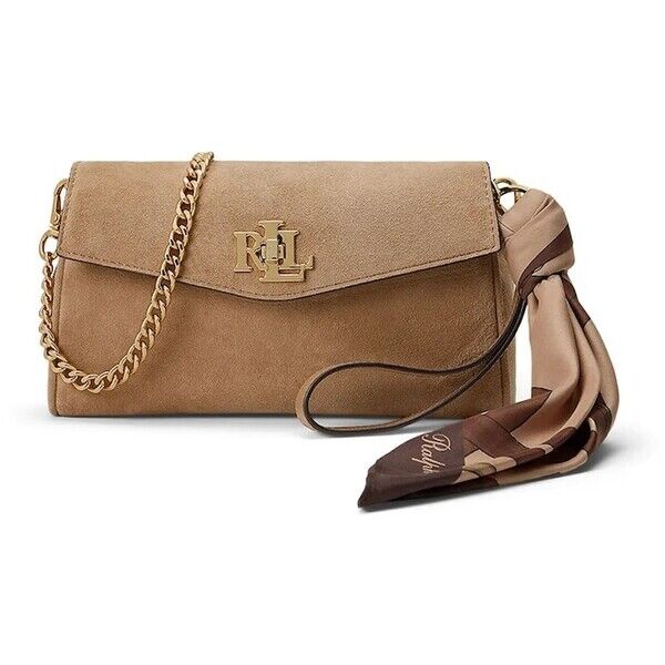 Lauren Ralph Lauren portfel crossbody damski skórzany  beżowy 432P18554