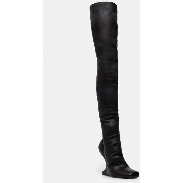 Rick Owens Lilies kozaki z odkrytymi palcami damskie skórzane Cantilever 11  czarne LI01F7801.LS