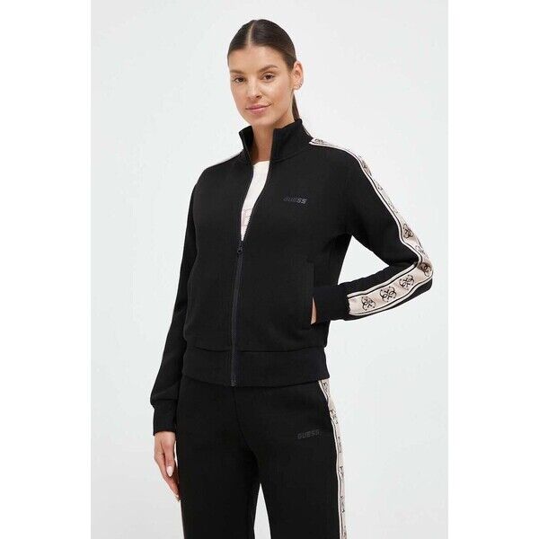 Guess bluza rozpinana damska z bawełną BRITNEY  czarna V2YQ16 KB3P2 V2YQ16.KB3P2