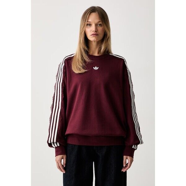 adidas Originals bluza damska bawełniana Lace Injection  bordowa LG4255