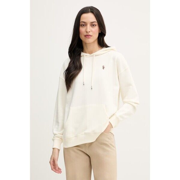 U.S. Polo Assn. bluza z kapturem damska z bawełną DHM Hoodie  beżowa WUP2541