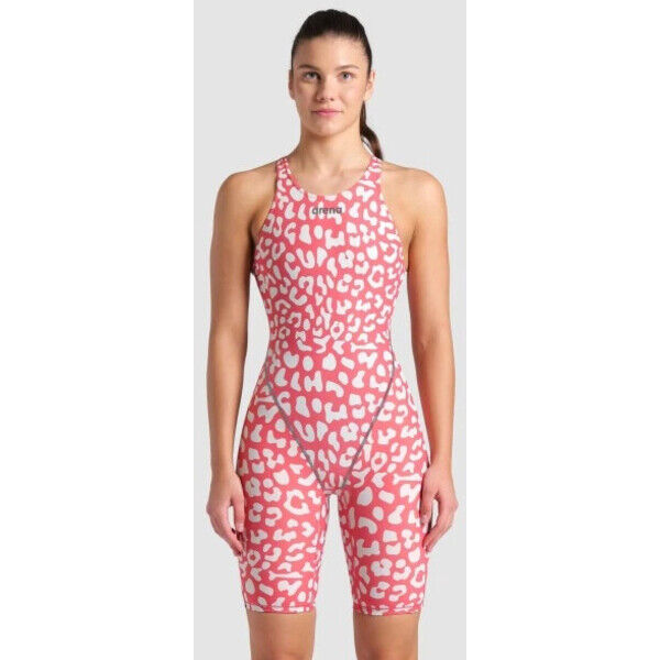 Arena - Strój startowy damski Powerskin ST Next Open Back LE- Leopard Skin Geranium